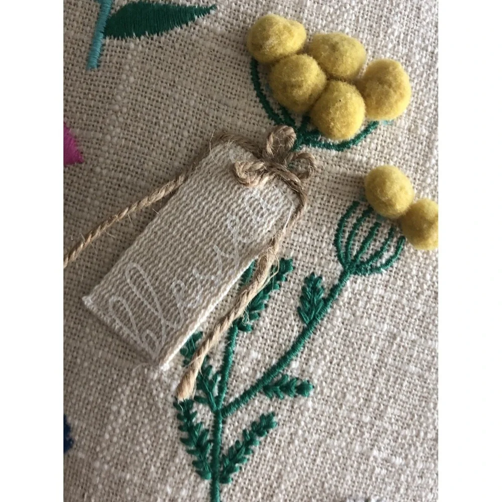 Embroidered Pillow Cover 20x20 Ivory W/Colorful Blessed Floral Zip Opening